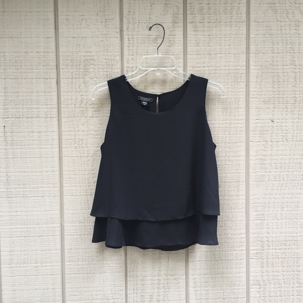 Metaphor black fluttery sleeveless blouse, S